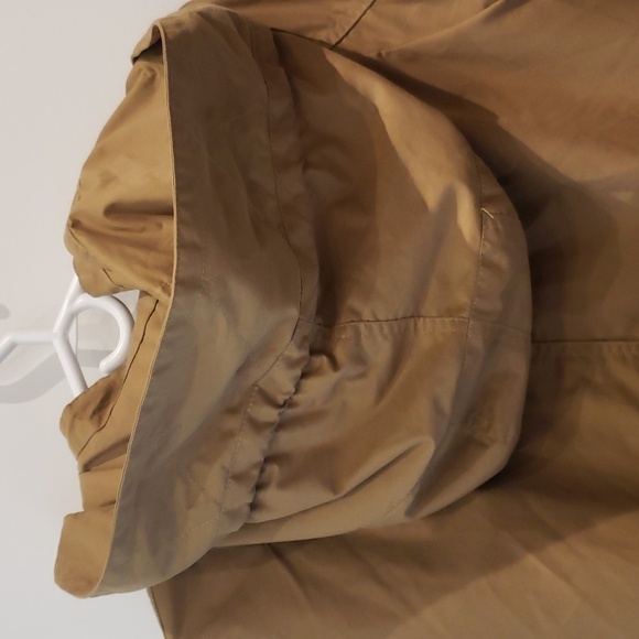 Zara Hooded Jacket Raincoat Women's Brown Gold Zipper Side Pockets Draw st - Picture 3 of 10